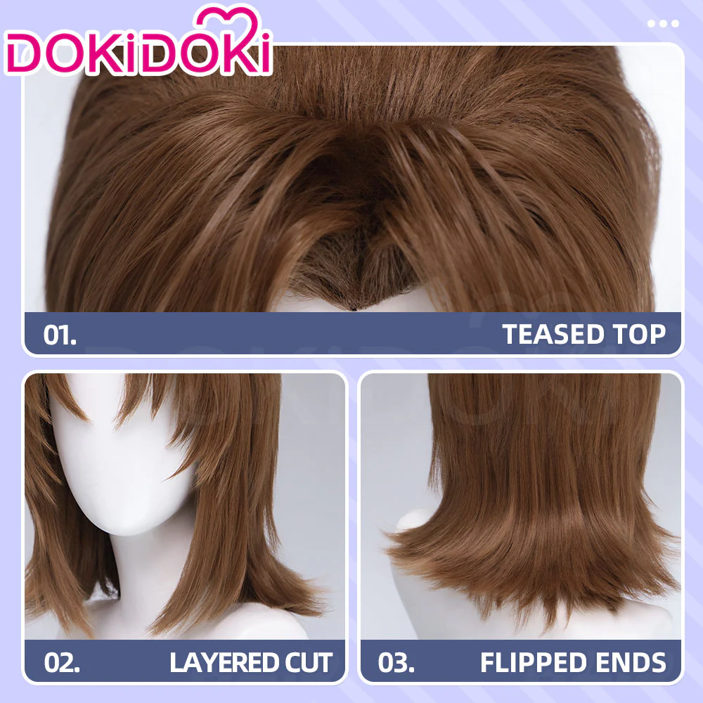 DokiDoki Anime Cosplay Wig Short Brown Hair - Image 4