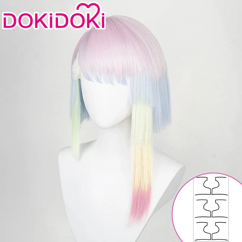 【Ready For Ship】DokiDoki Anime Cosplay Wig Short Colorful Wig / Tattoo stickers
