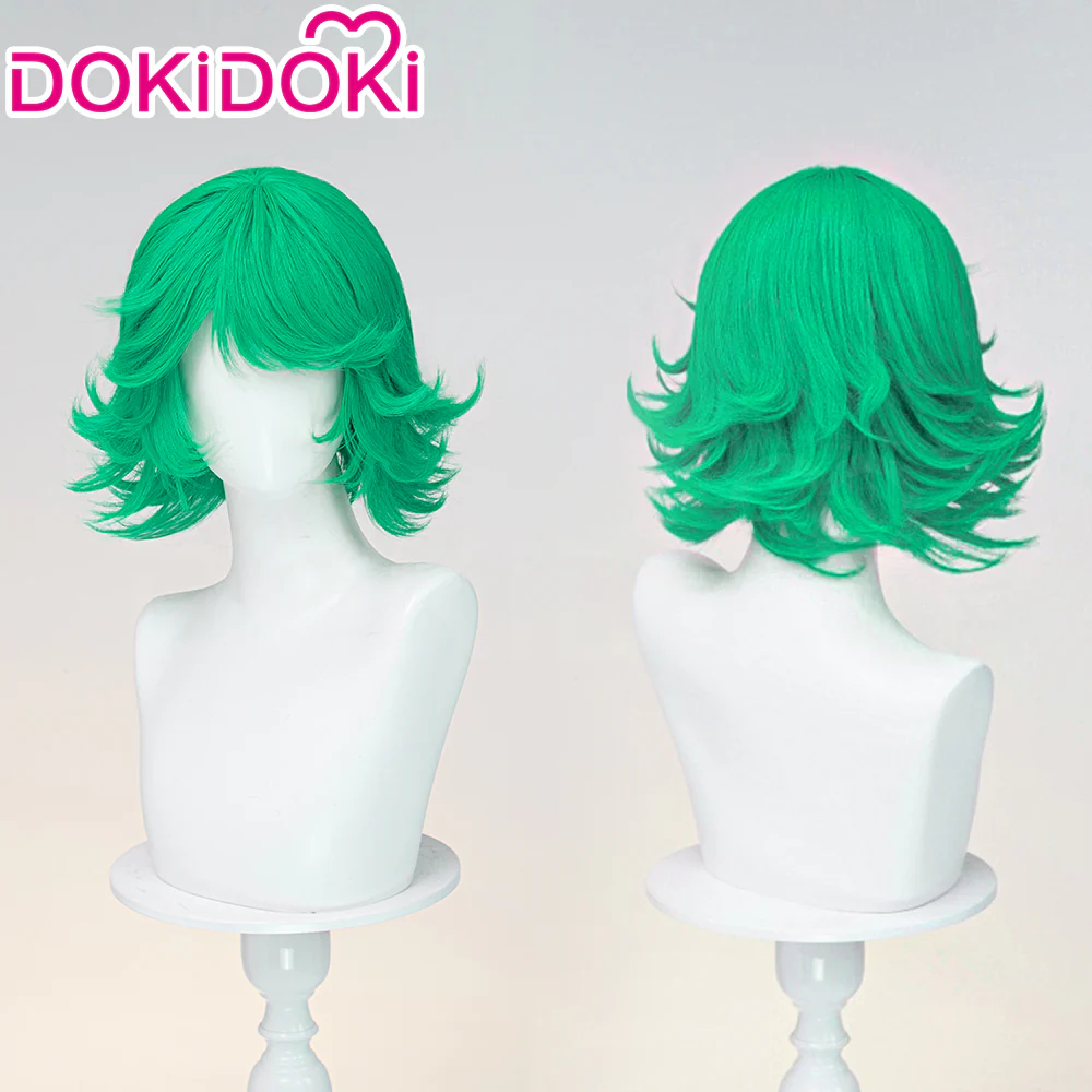 【Ready For Ship】DokiDoki Anime Cosplay Wig Short Curly Layered Outward-Flipped Green Hair
