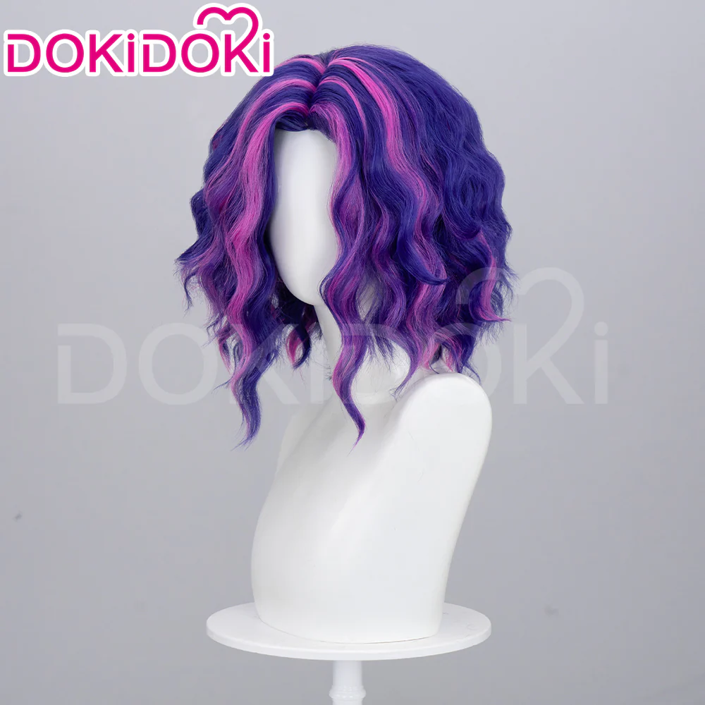 【Ready For Ship】DokiDoki Anime Cosplay Laady Naagaant Wig Short Curly Dark Light Purple Hair - Image 3