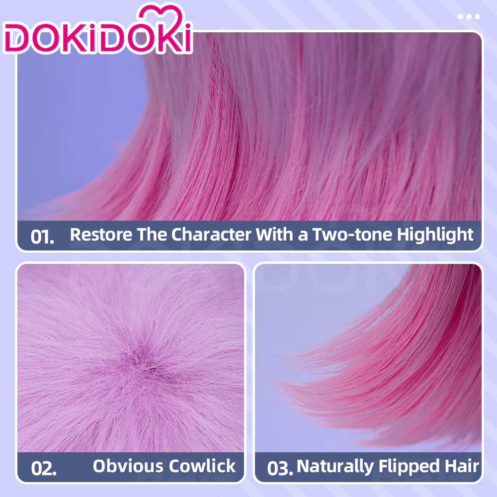 【Ready For Ship】DokiDoki Anime Cosplay Wig Short Straight Light Purple Pink Hair - Image 5