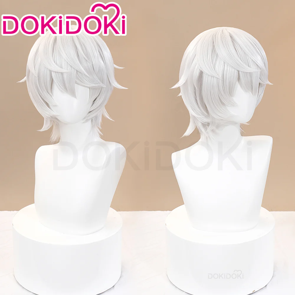 DokiDoki Anime Cosplay Wig Short Straight White Hair Man