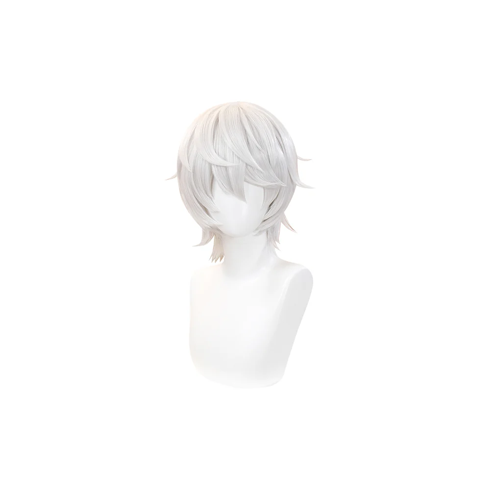 DokiDoki Anime Cosplay Wig Short Straight White Hair Man - Image 5