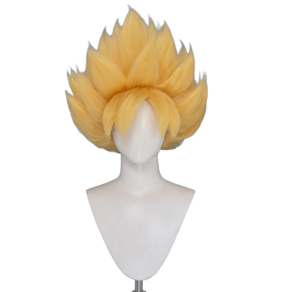 DokiDoki Anime Cosplay Wig Short Yellow Crimped Base Hair - Image 2