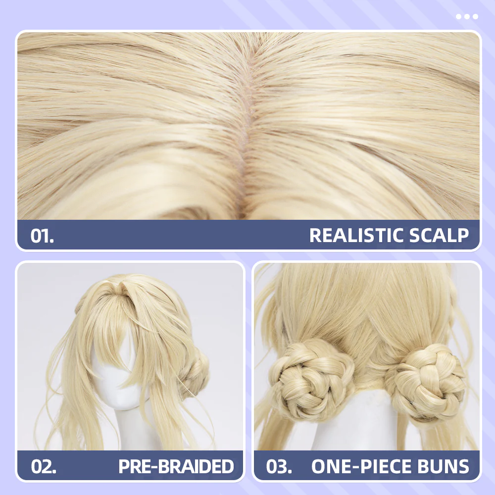 DokiDoki Anime Violet Evergarden Cosplay Violet Wig Blonde Hair / Gemstone Necklace - Image 4