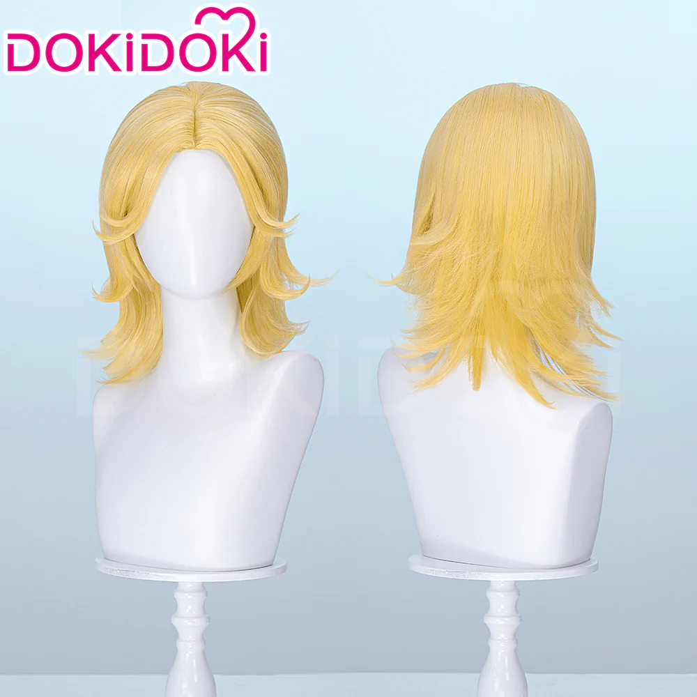 DokiDoki Anime Cosplay Wig Yellow Medium-Length Hair - Image 2
