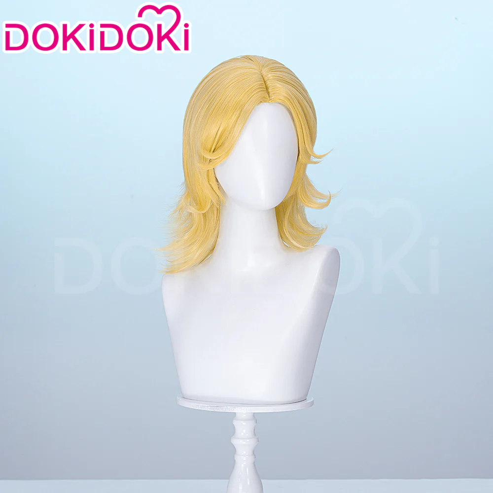 DokiDoki Anime Cosplay Wig Yellow Medium-Length Hair - Image 3
