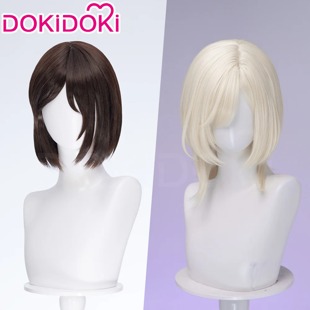 【Brown Ver Ready For Ship】DokiDoki Anime Cosplay Women Sister Wig Short Straight Brown Platinum Blonde Hair