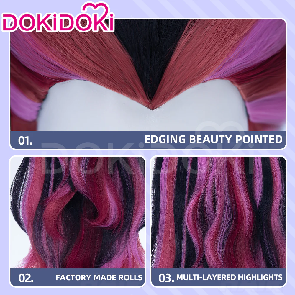 【Ready For Ship】DokiDoki Anime Cosplay Women Wig Long Curly Purple Pink Red Black Hair - Image 4