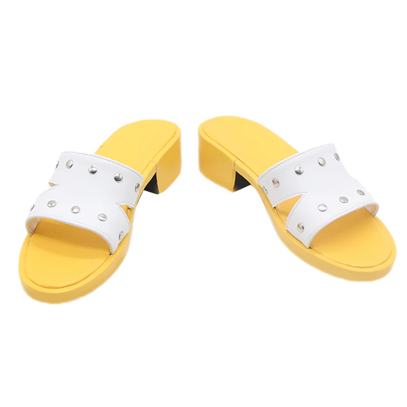DokiDoki Anime DDD Cosplay Shoes White Yellow Slipper - Image 2