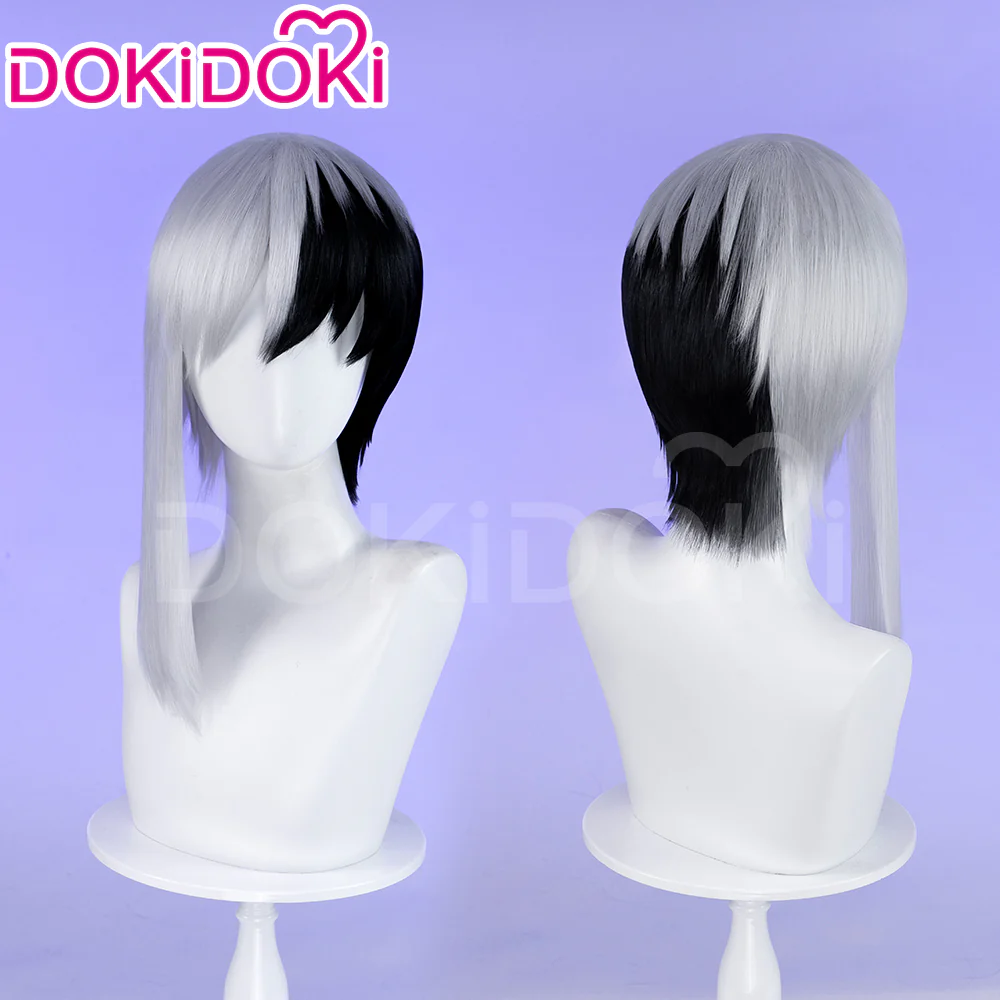 【Ready For Ship】DokiDoki Anime  Cosplay  Wig Short Straight Black White Hair