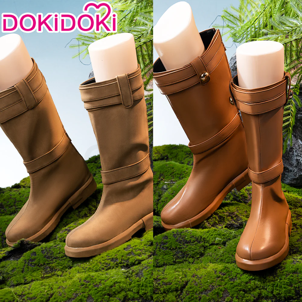 DokiDoki Anime Cosplay Brown Glossy / Suede Shoes Mid-calf Boots