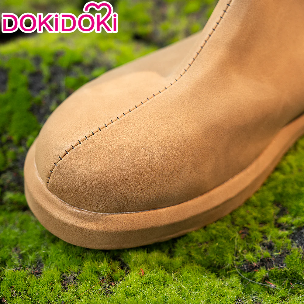DokiDoki Anime Cosplay Brown Glossy / Suede Shoes Mid-calf Boots - Image 7