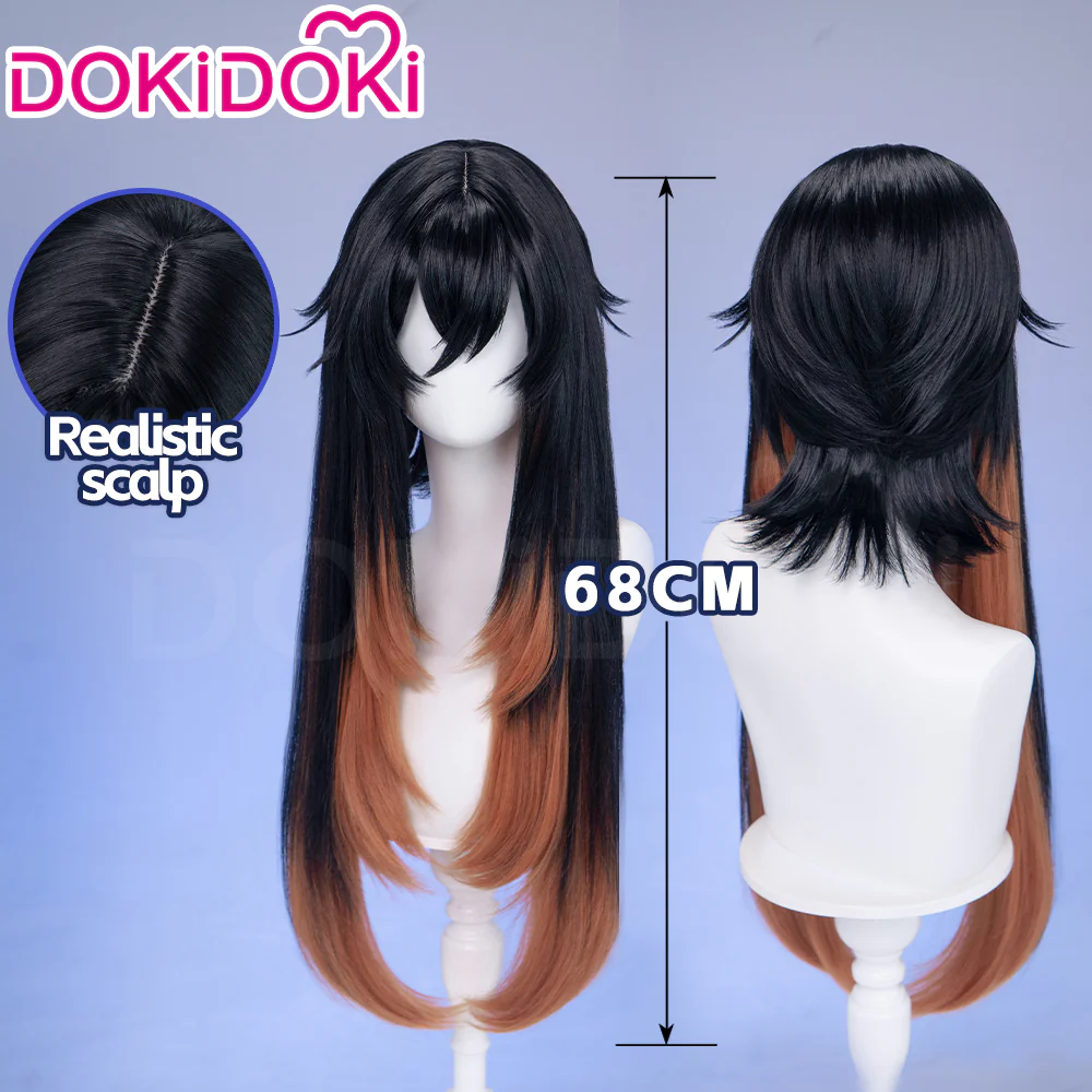 DokiDoki Anime GACHIAKUTA Cosplay Amo Wig Long Black Copper Brown Straight Hair