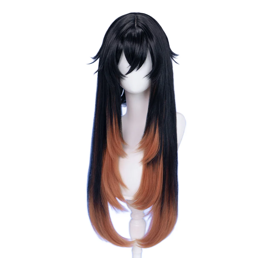DokiDoki Anime GACHIAKUTA Cosplay Amo Wig Long Black Copper Brown Straight Hair - Image 5