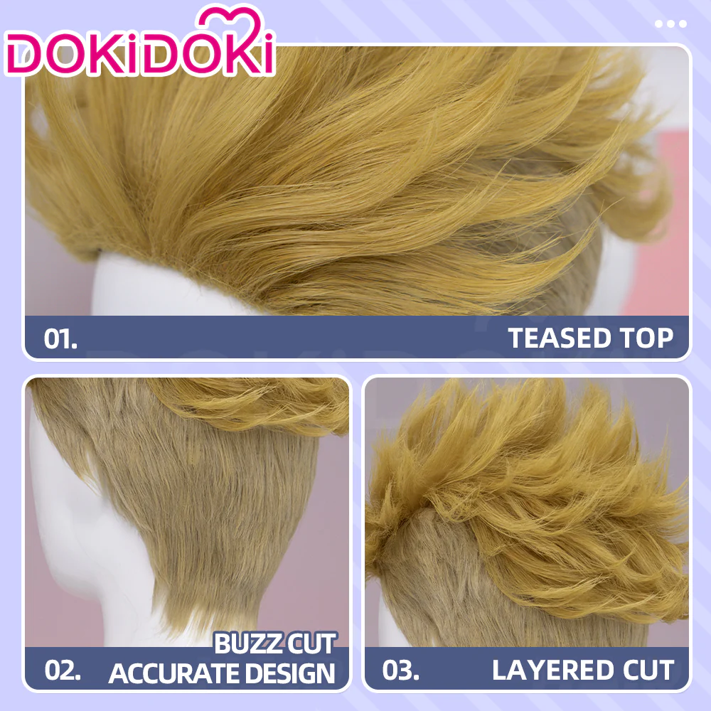DokiDoki Anime GACHIAKUTA Cosplay Enjin Wig / Mask Short Spiky Blonde Hair - Image 5