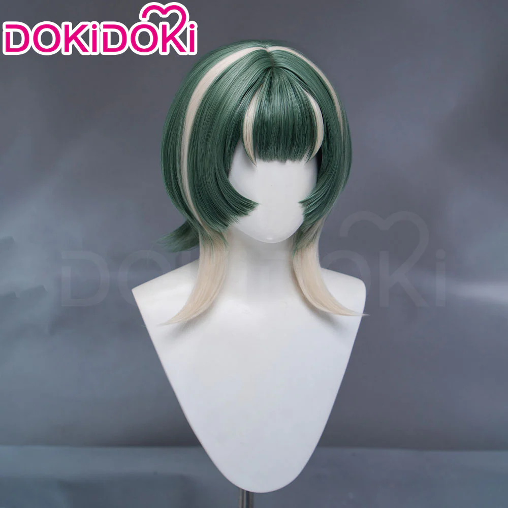DokiDoki Anime GACHIAKUTA Cosplay Guita Wig / Prop Short Green Silver Highlight Hair - Image 4