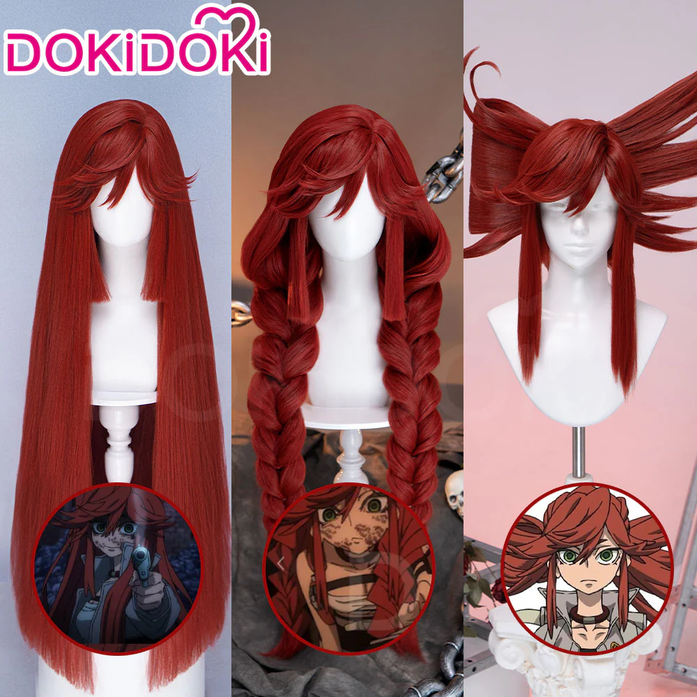 DokiDoki Anime GACHIAKUTA Cosplay Riyo Reaper Wig Long Red Hair Fishtail Braid