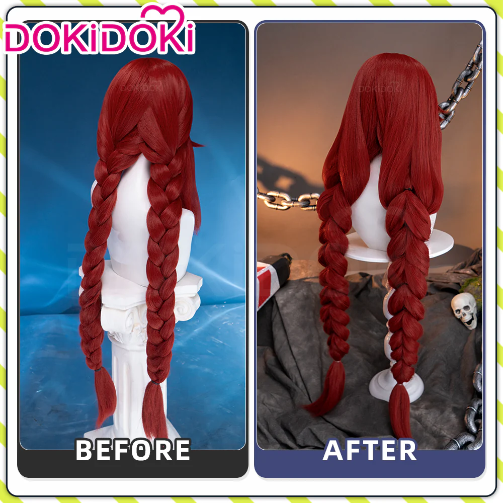 DokiDoki Anime GACHIAKUTA Cosplay Riyo Reaper Wig Long Red Hair Fishtail Braid - Image 10