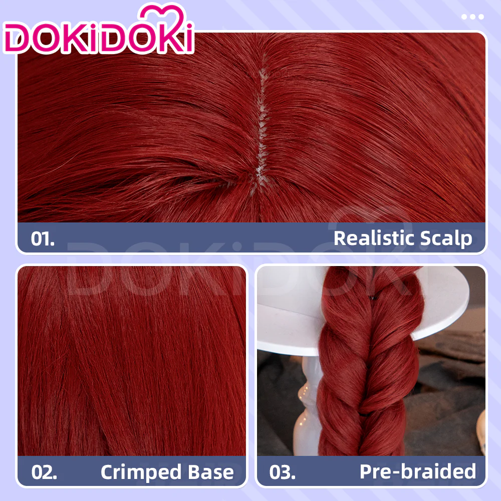 DokiDoki Anime GACHIAKUTA Cosplay Riyo Reaper Wig Long Red Hair Fishtail Braid - Image 13