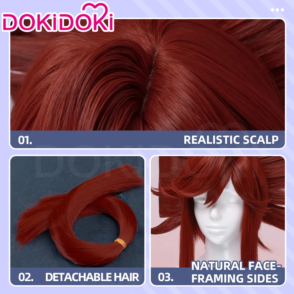 DokiDoki Anime GACHIAKUTA Cosplay Riyo Reaper Wig Long Red Hair Fishtail Braid - Image 6