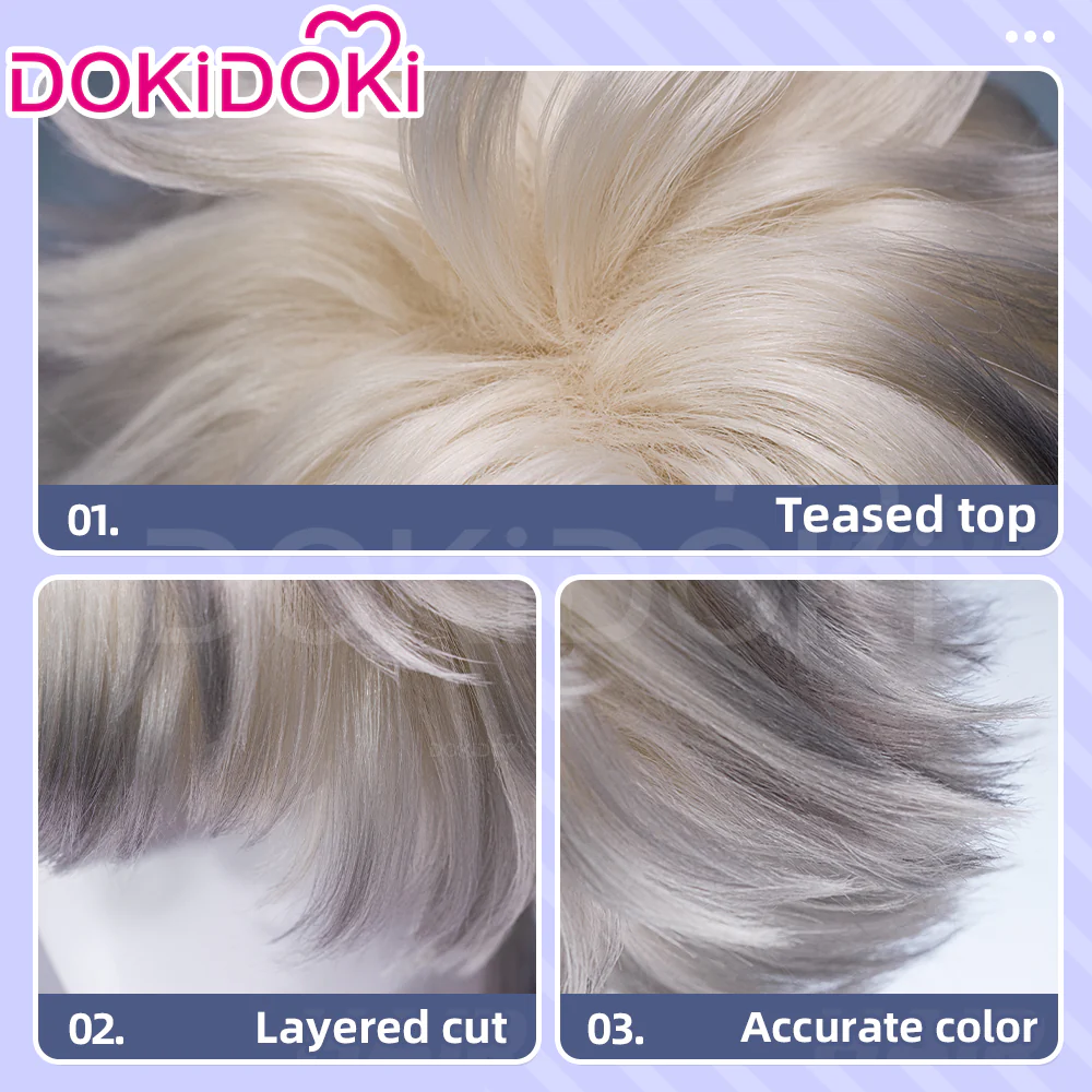 【Ready For Ship】DokiDoki Anime GACHIAKUTA Cosplay Rudo Surebrec Wig Short White Black Hair - Image 4