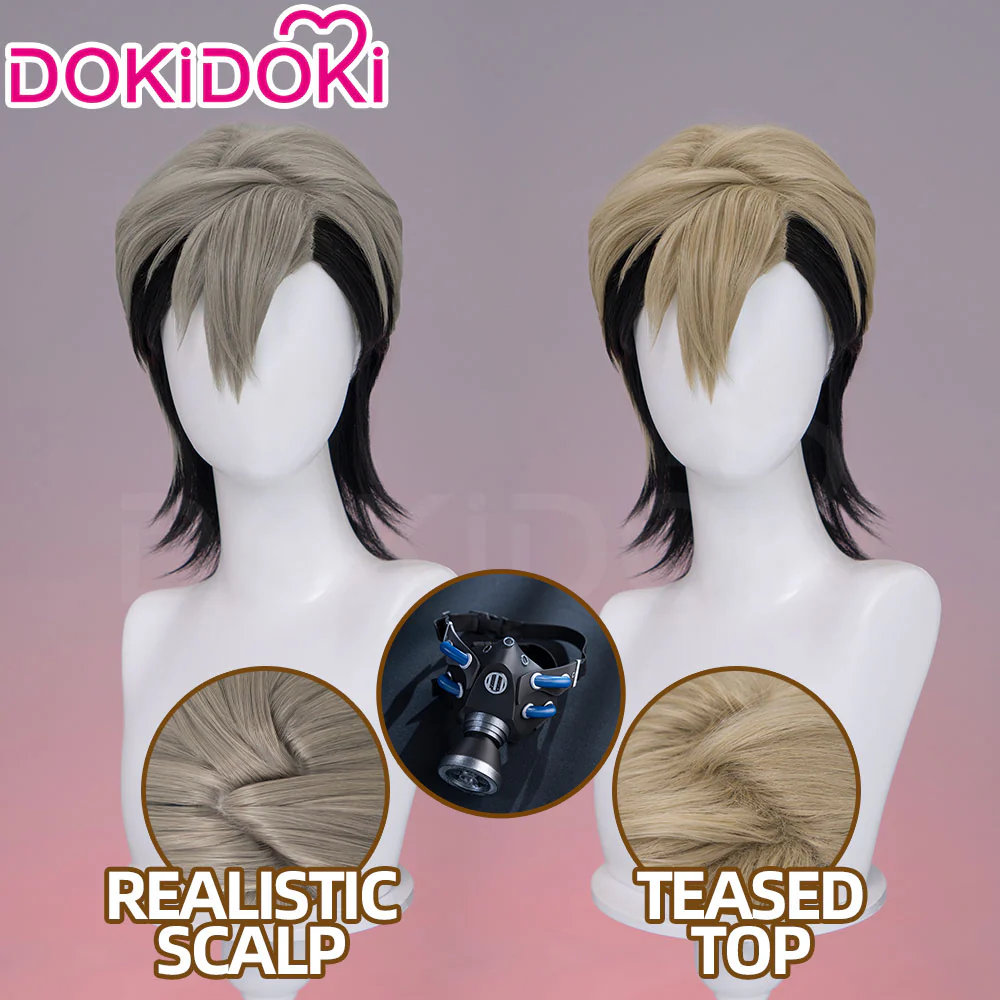 【Partially Ready For Ship】【Front Lace】DokiDoki Anime GACHIAKUTA Cosplay Zanka Nijiku Wig / Mask Short Dark Brown Black Hair Mullet