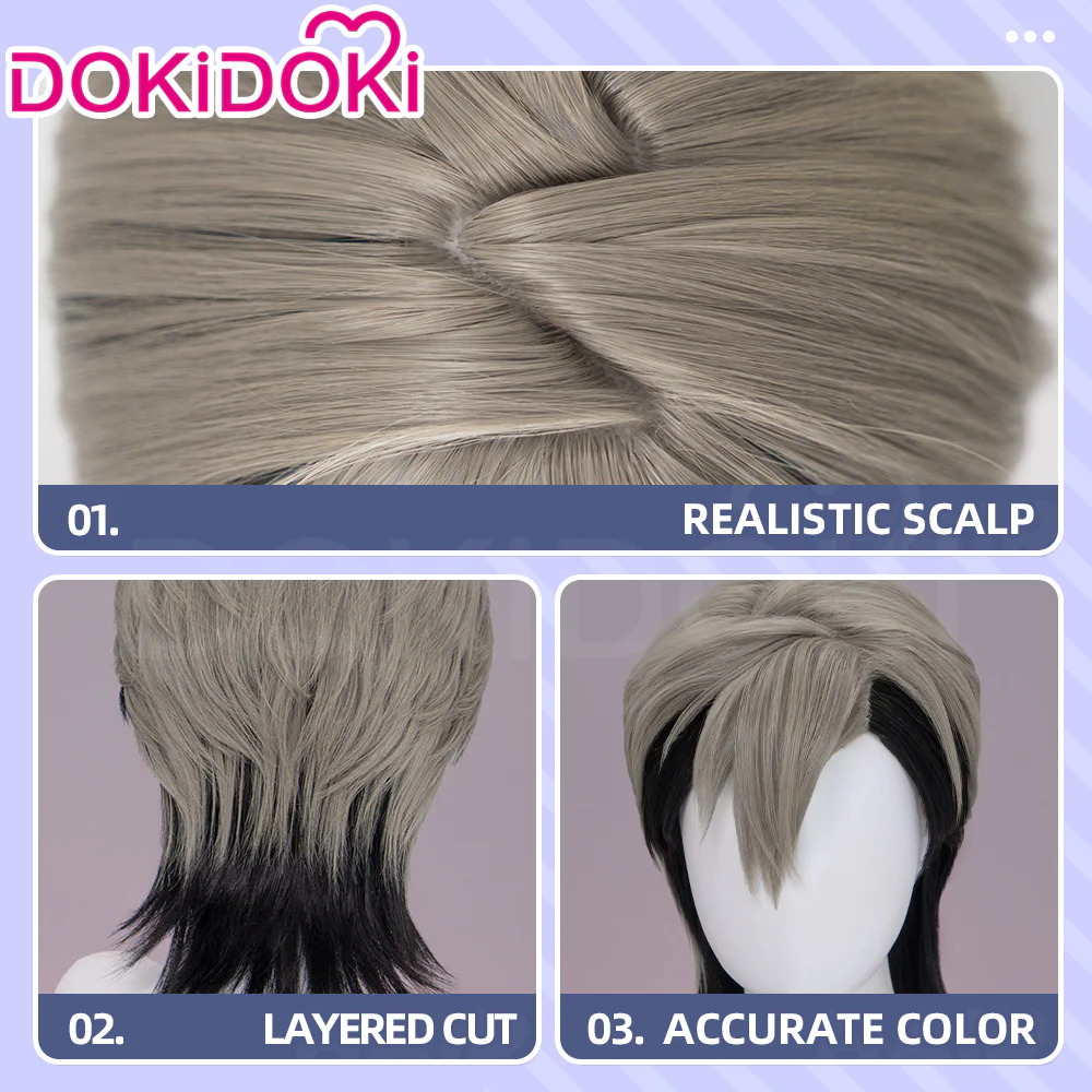 【Partially Ready For Ship】【Front Lace】DokiDoki Anime GACHIAKUTA Cosplay Zanka Nijiku Wig / Mask Short Dark Brown Black Hair Mullet - Image 12
