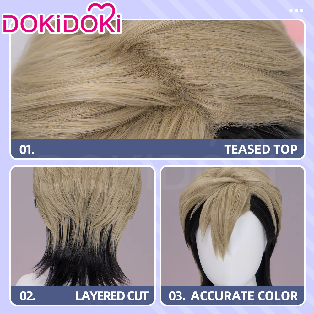【Partially Ready For Ship】【Front Lace】DokiDoki Anime GACHIAKUTA Cosplay Zanka Nijiku Wig / Mask Short Dark Brown Black Hair Mullet - Image 7