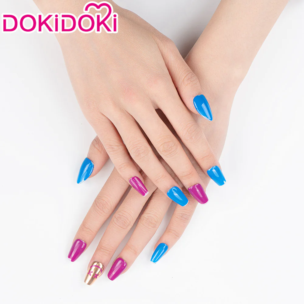 DokiDoki Anime Game Cosplay Blue Pink Colorful Press-on Nails - Image 11