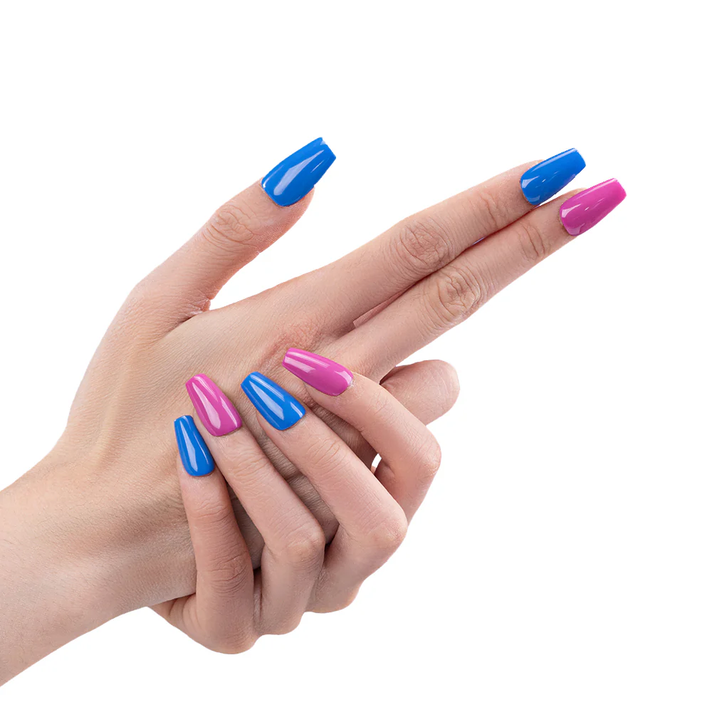 DokiDoki Anime Game Cosplay Blue Pink Colorful Press-on Nails - Image 6