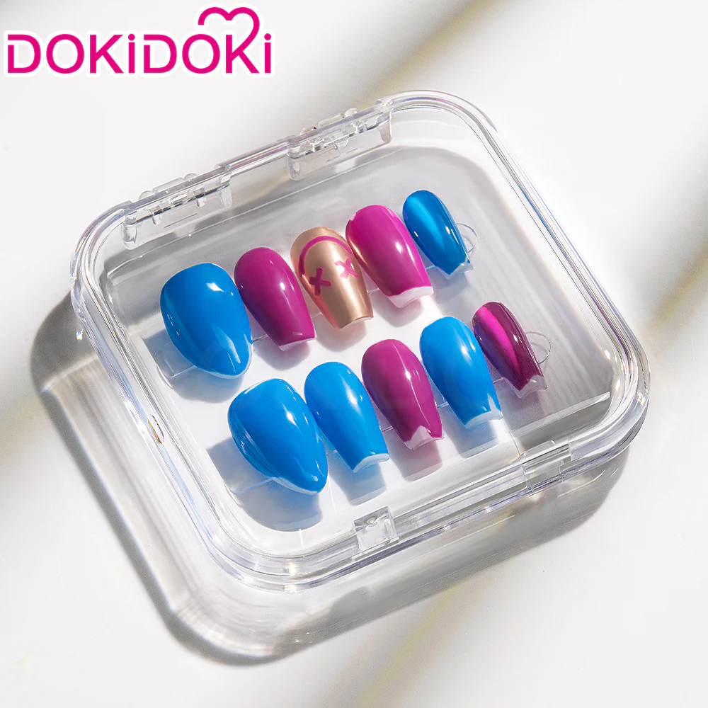 DokiDoki Anime Game Cosplay Blue Pink Colorful Press-on Nails - Image 9