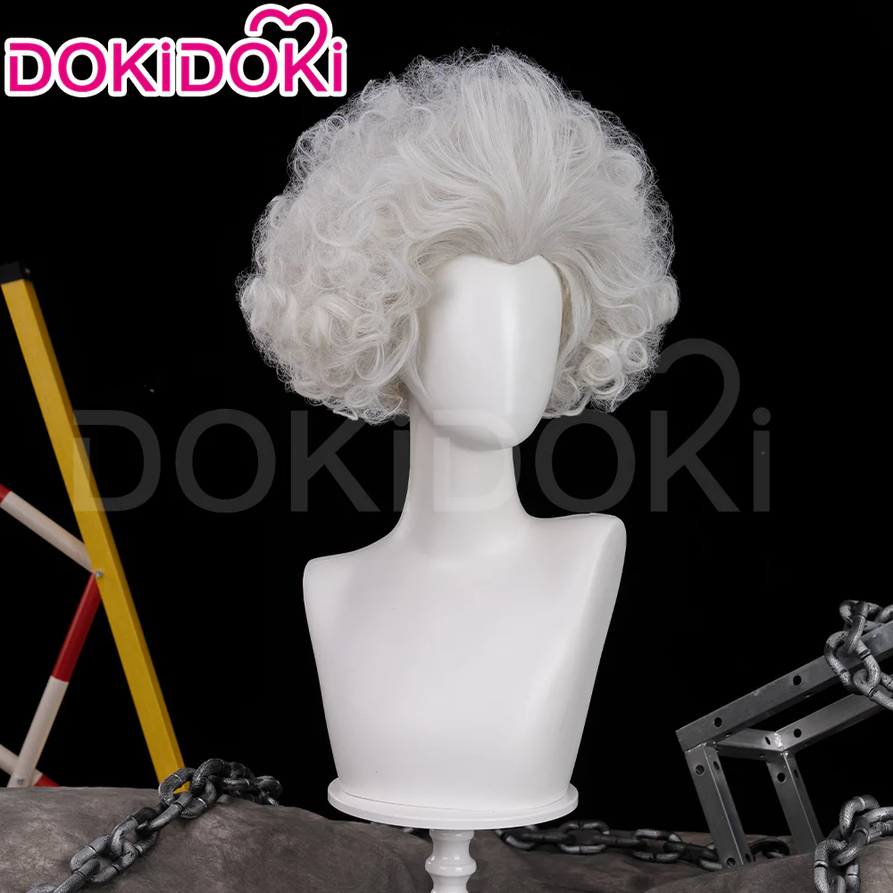 DokiDoki Anime Game Cosplay Wig Short Curly Silver Hair - Image 2