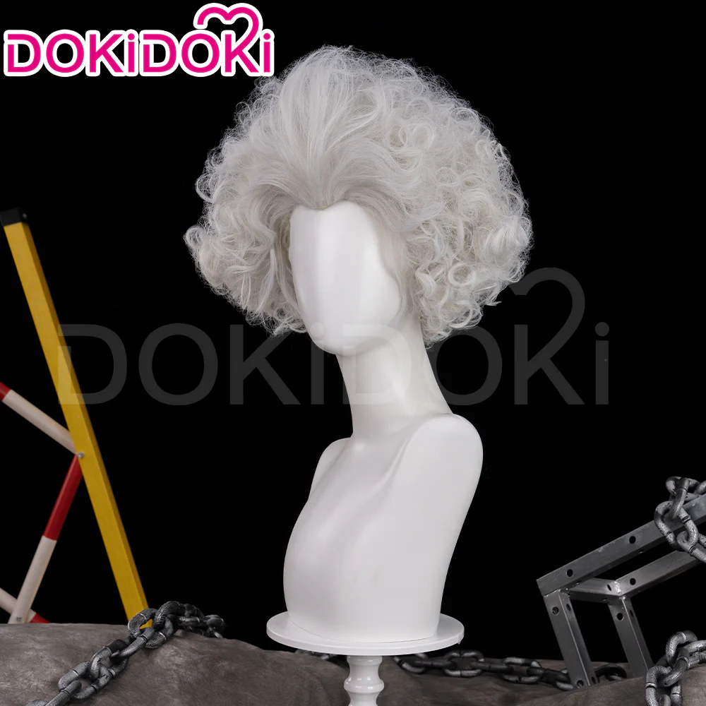 DokiDoki Anime Game Cosplay Wig Short Curly Silver Hair - Image 3