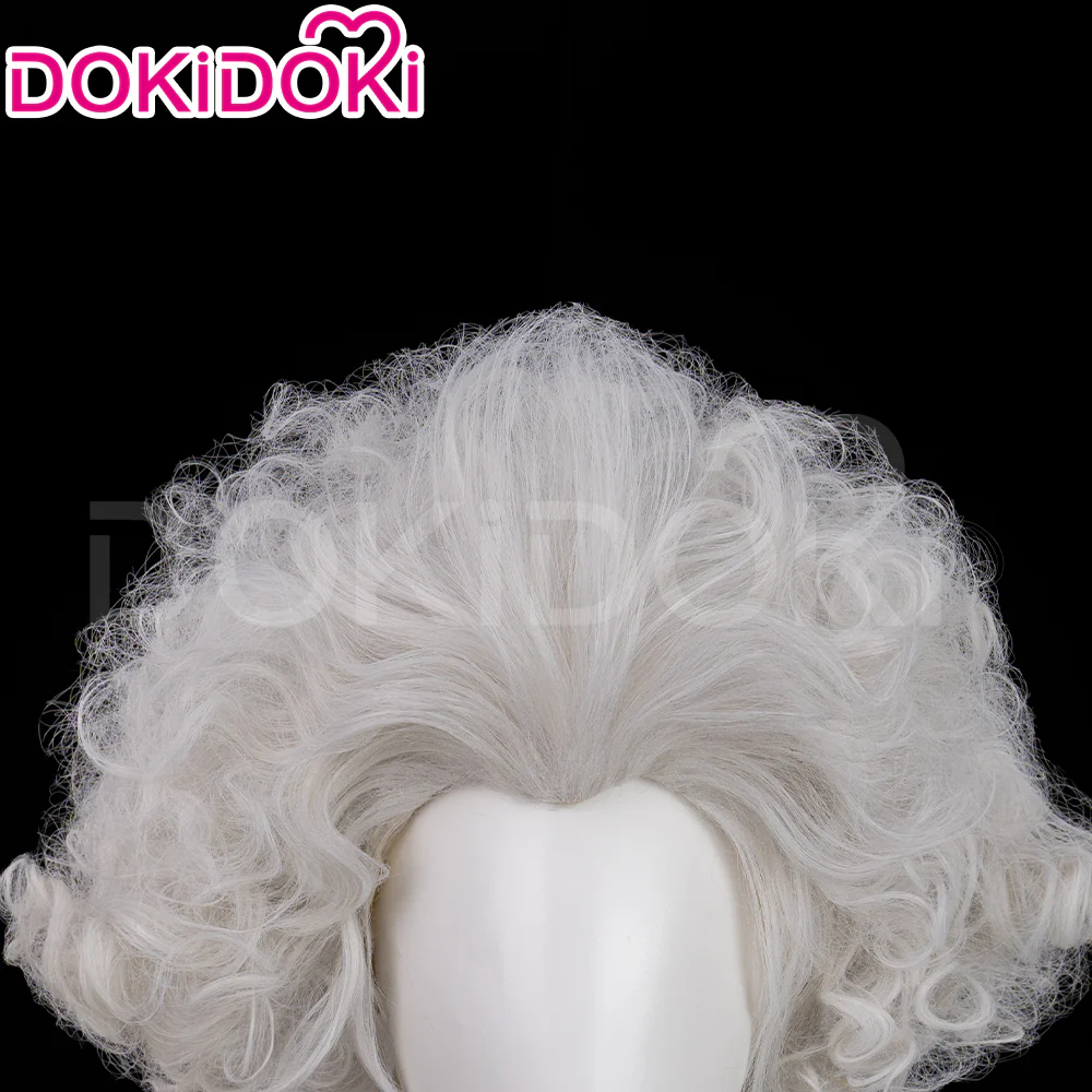 DokiDoki Anime Game Cosplay Wig Short Curly Silver Hair - Image 4