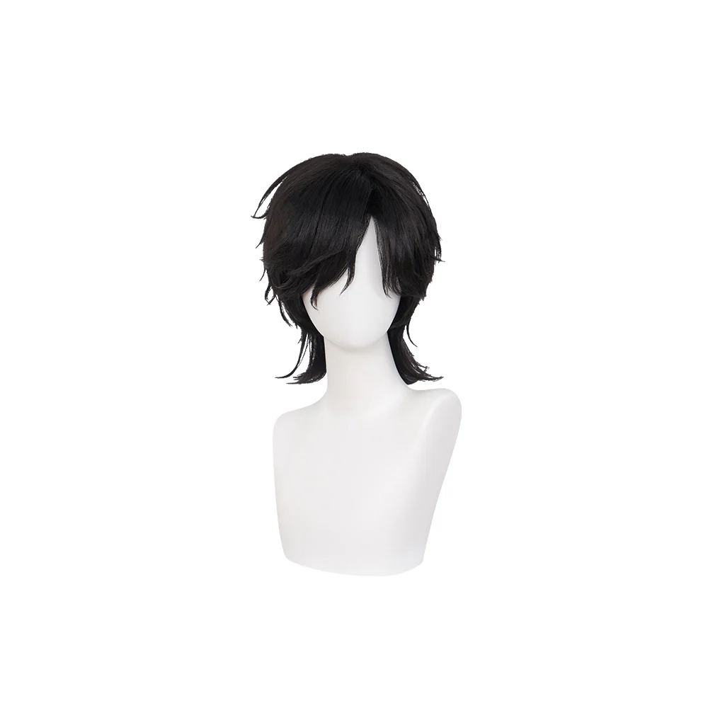 【Ready For Ship】DokiDoki Anime Gokurakugai Cosplay Yoru Wig Short Straight Black Hair - Image 5