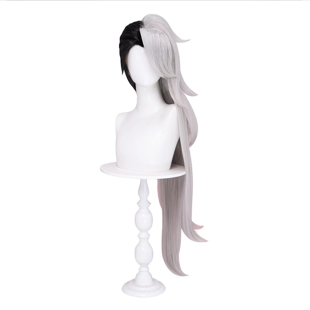 DokiDoki Anime Hell Boss Cosplay Wig Long Straight Black White Hair - Image 3