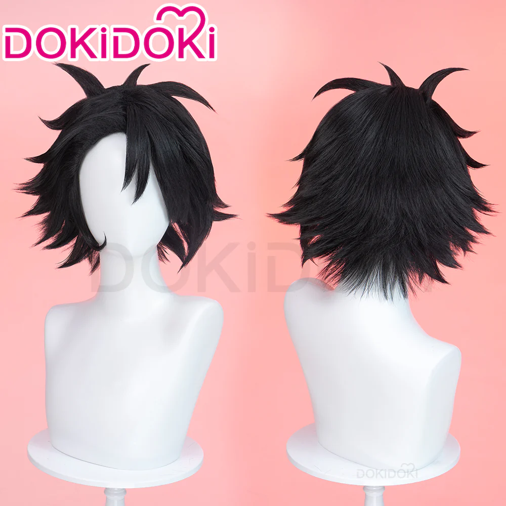 【Ready For Ship】DokiDoki Anime Hell Boss Cosplay Wig Short Straight Black Hair