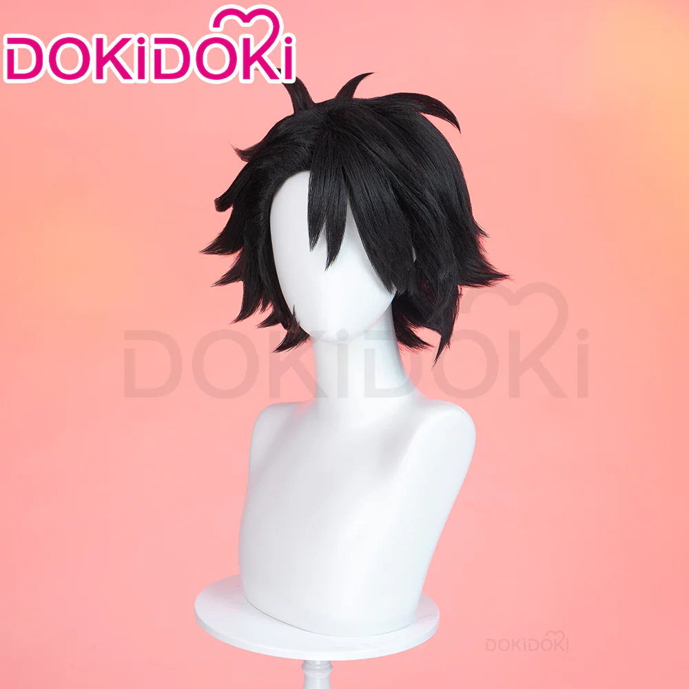 【Ready For Ship】DokiDoki Anime Hell Boss Cosplay Wig Short Straight Black Hair - Image 2