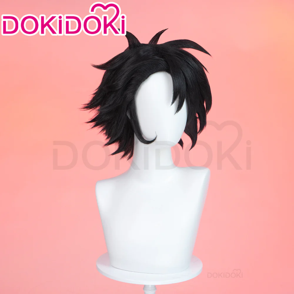 【Ready For Ship】DokiDoki Anime Hell Boss Cosplay Wig Short Straight Black Hair - Image 3