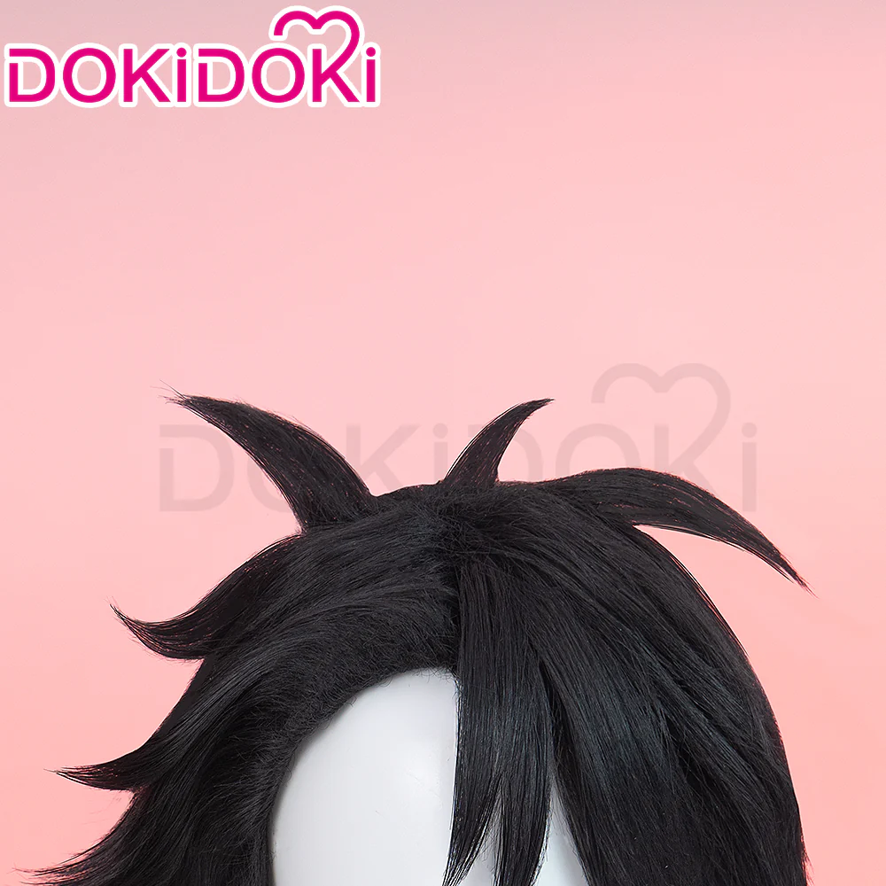 【Ready For Ship】DokiDoki Anime Hell Boss Cosplay Wig Short Straight Black Hair - Image 4