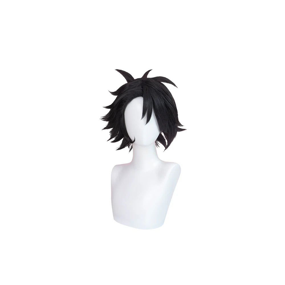 【Ready For Ship】DokiDoki Anime Hell Boss Cosplay Wig Short Straight Black Hair - Image 5