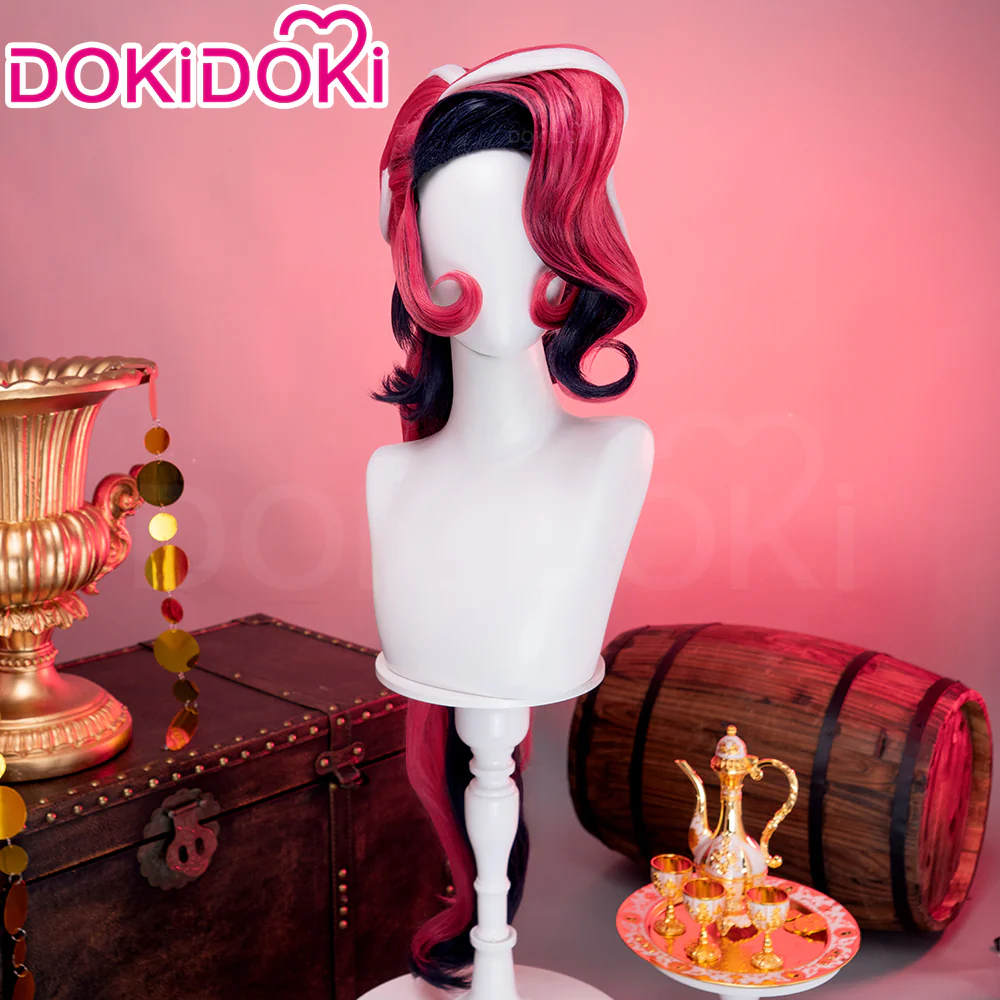 【Ready For Ship】DokiDoki Anime Hell Hotel Cosplay Wig / Earring Long Curly Pink Black Double Ponytail Hair - Image 11