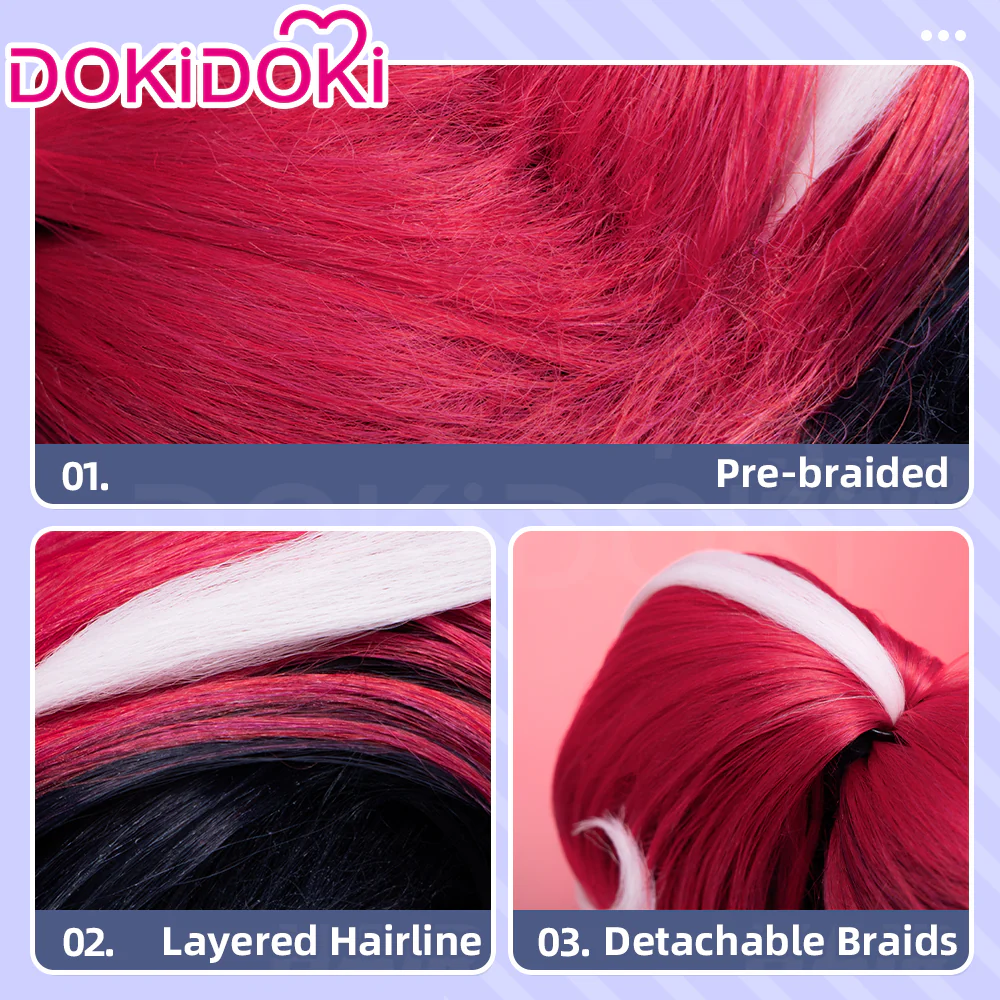 【Ready For Ship】DokiDoki Anime Hell Hotel Cosplay Wig / Earring Long Curly Pink Black Double Ponytail Hair - Image 13
