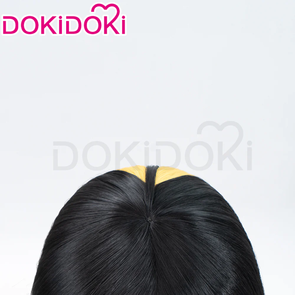 【Ready For Ship】DokiDoki Anime Hell Hotel Cosplay Wig Long Straight Black Yellow Hair - Image 2