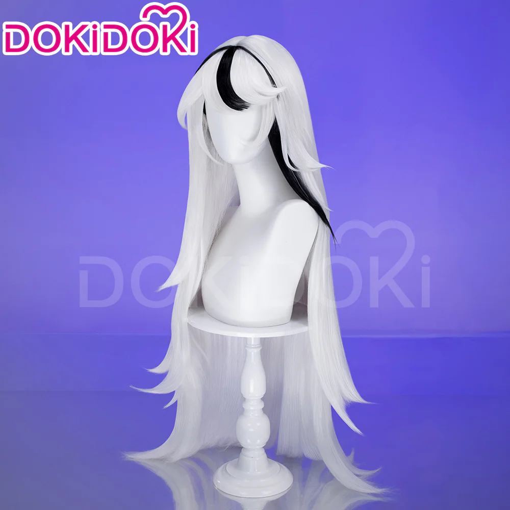 【Ready For Ship】DokiDoki Anime Hell Hotel Cosplay Wig Long Straight White Black Highlight Hair - Image 2
