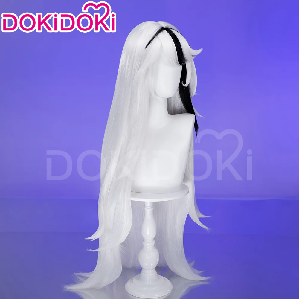 【Ready For Ship】DokiDoki Anime Hell Hotel Cosplay Wig Long Straight White Black Highlight Hair - Image 3