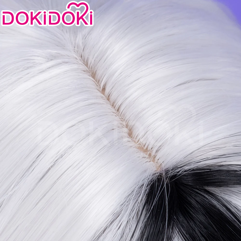 【Ready For Ship】DokiDoki Anime Hell Hotel Cosplay Wig Long Straight White Black Highlight Hair - Image 6