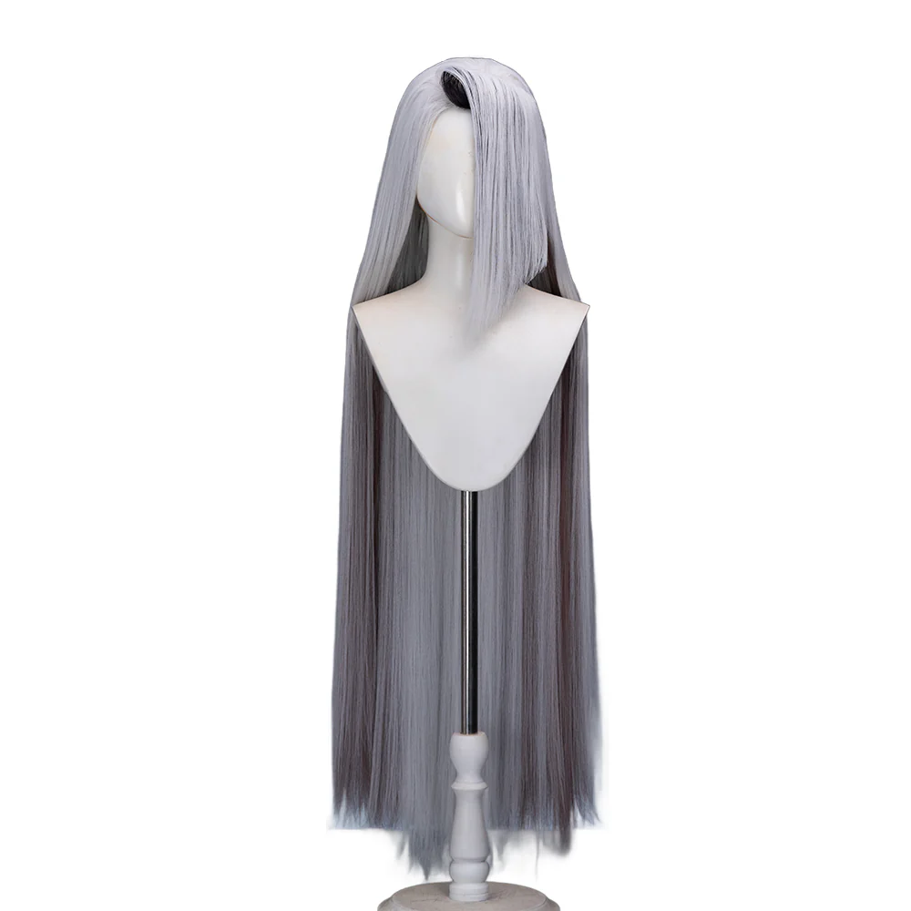 【Long Ver Ready For Ship】DokiDoki Anime Hell Hotel Cosplay Wig Long / Ponytail Straight White Hair / Bow Headgear - Image 6