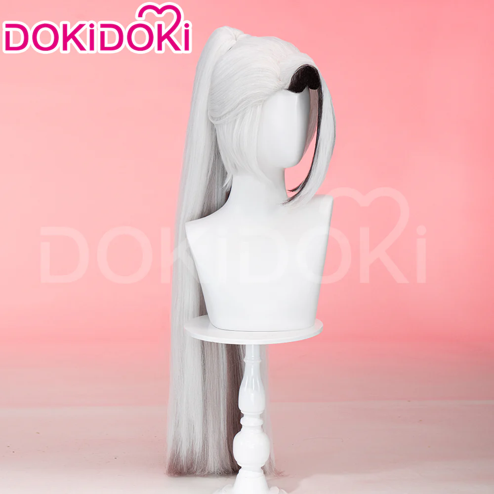 【Long Ver Ready For Ship】DokiDoki Anime Hell Hotel Cosplay Wig Long / Ponytail Straight White Hair / Bow Headgear - Image 9
